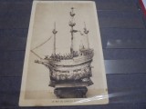 NAVA VECHE CU PANZE ( MACHETA A CORABIEI REGELUI CHARLES QUINT ) DIN PATRIMONIUL MUZEULUIDE CLUNY , FRANTA - VEDERE INTERBELICA EDITATA LA PARIS, Necirculata, Printata