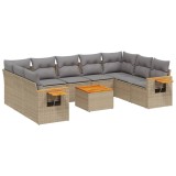 Cumpara ieftin Set canapele de gradina cu perne, 10 piese, bej, poliratan