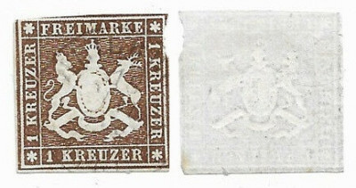 Germany Wurttemberg 1859 Coat of arms 1Kr Mi.11 used AM.579 foto