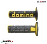 Set Mansoane Moto Cross Enduro Domino Negru/Galben 120mm, Cauciuc Termoplastic, Compatibil ATV, Motociclete, Scutere