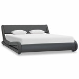 VidaXL Cadru de pat, gri, 140 x 200 cm, piele ecologică