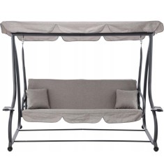 Leagan gradina 3 locuri cu baldachin reglabil, perne si suport pahare, 210x120x170 cm, gri Household NewTrend