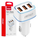&Icirc;ncărcător auto 3x USB-A 30W AMIO-03889
