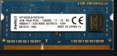 Memorie Sodimm Kingston 4Gb DDR3 1600Mhz PC3L-12800S 1.35V, HP16D3LS1KFG/4G foto