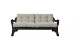 Canapea Extensibila 2 locuri, stofa si cadru lemn de pin, Step Black Linen, l178xA75xH57 cm
