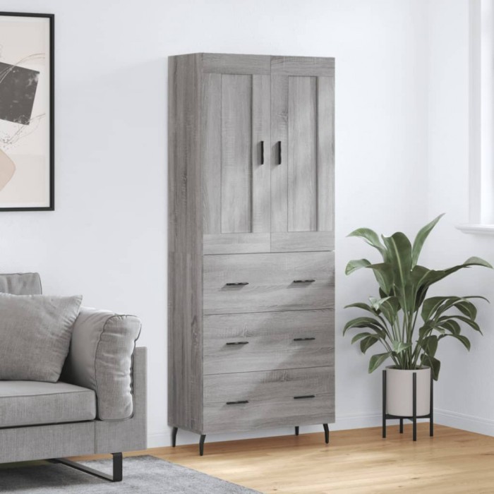 vidaXL Dulap &icirc;nalt, gri sonoma, 69,5x34x180 cm, lemn compozit