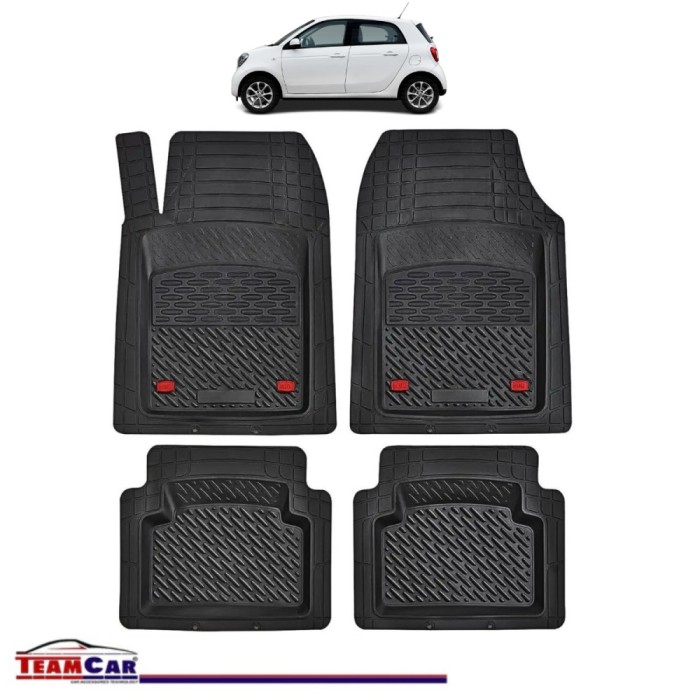 Covorase Auto TeamCar&reg; Tip Tavita Compatibile Smart Forfour Generatia II (2014&ndash;2021) Negru Material Rezistent