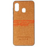Husa Samsung Galaxy A20, TPU, Piele Ecologica Denim, Gold