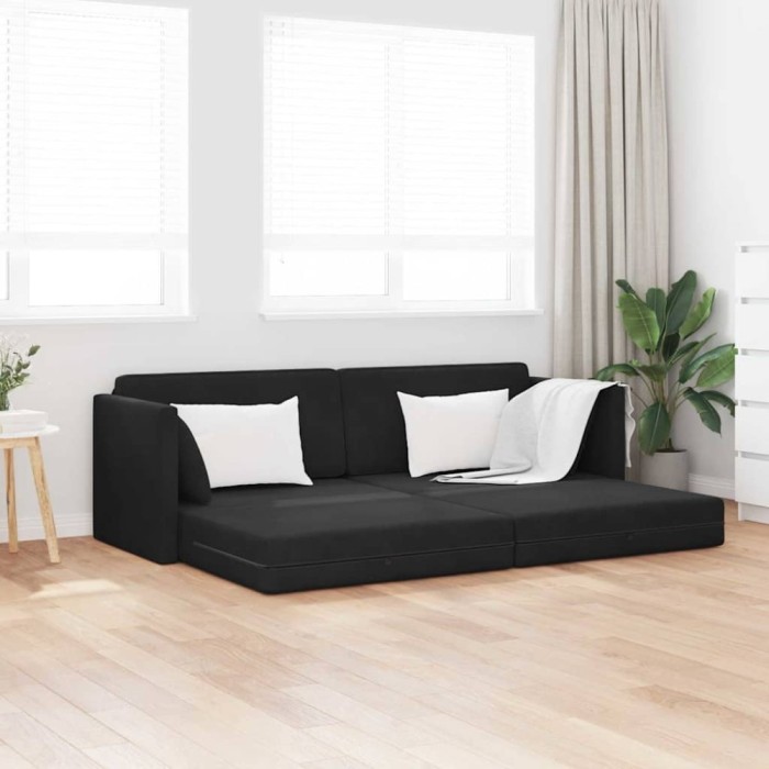 vidaXL Canapea Pat 2 &icirc;n 1 Neagră 213x144x60 cm Catifea