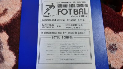 program Unirea Pitesti - Progresul Bailesti foto