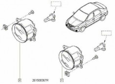 Proiector Ceata Dacia Logan 2009-2012, Sandero 2008-2013; Tip Bec Psx24w foto