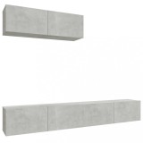 Cumpara ieftin Set dulapuri TV, 3 piese, gri beton, lemn prelucrat