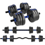 SPORTNOW Kit Gantere Fitness Gantere Reglabile 25 kg 3 &icirc;n 1, Set de Greutăți Reglabil cu Bară de Extensie Albastru | Aosom Romania