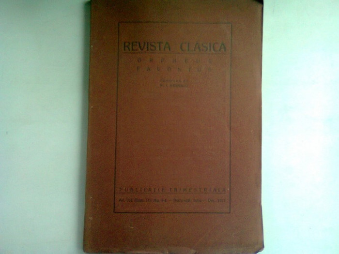 Revista clasica Orpheus Favonius tom. III 1931 - N. I. Herescu