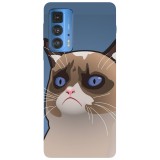 Husa compatibila cu Motorola Moto G22 model Grumpy cat drawing, Silicon, TPU, Viceversa, Transparent, Carcasa