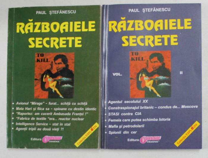 RAZBOAIELE SECRETE de PAUL STEFANESCU , VOLUMELE I - II ,ANII &#039;90 *MICI DEFECTE
