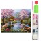 Set de broderie cu diamante 5D, model Gradina Japoneza, 30x40 cm, accesorii incluse, multicolor