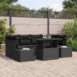 Gossi set de canapea de gradina 7 piese cu perne negru poliratan