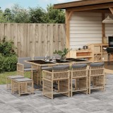 Gossi set mobilier gradina cu perne, 11 piese bej combinat poliratan