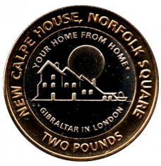 Gibraltar 2 Pounds 2018 -New Calpe House, 28.4mm, V18, KM-New UNC !!! foto