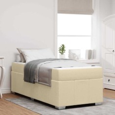 vidaXL Cadru de pat cu saltea Crem 90 x 200 cm țesătură 3398263