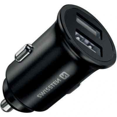 Incarcator Auto Swissten 2xUSB 4.8A Metal Negru foto