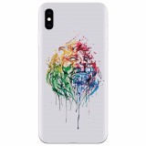 Husa silicon pentru Apple Iphone X, Paint Illustration Lion Head