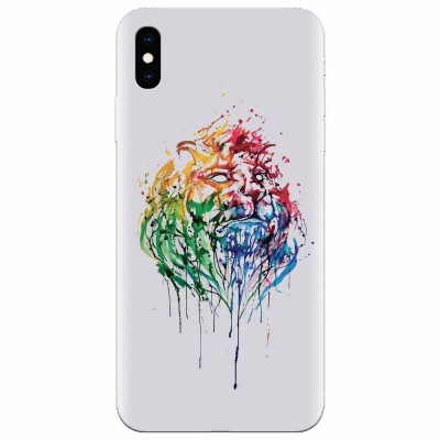 Husa silicon pentru Apple Iphone X, Paint Illustration Lion Head foto