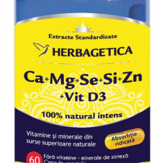 Ca+Mg+Se+Si+Zn Organice cu Vitamina D3, 60 capsule, Herbagetica