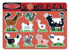 Puzzle de lemn cu sunete Animale de la Ferma Melissa and Doug foto