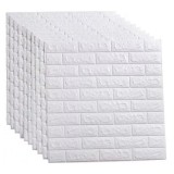 Set 10 tapet 3D autocolant, design caramida alba, rezistent la apa