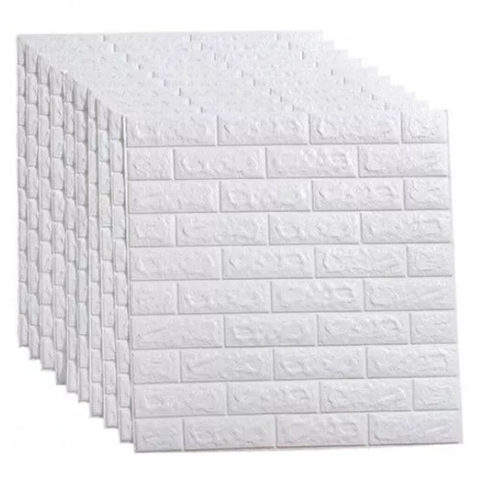 Set 10 tapet 3D autocolant, design caramida alba, rezistent la apa