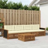 vidaXL Set de canapele de exterior cu pernă 5 pcs Natural și Crem 3382983