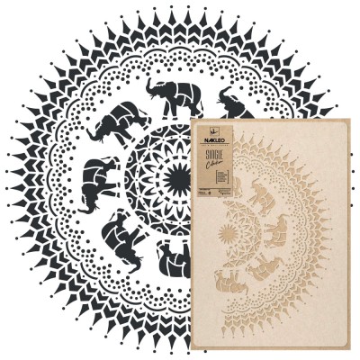 Șablon din plastic reutilizabil // MANDALA ELEFANT - MEDIU (diametru 59cm) foto