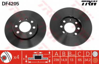 Disc frana VW LUPO (6X1, 6E1) (1998 - 2005) TRW DF4205 foto