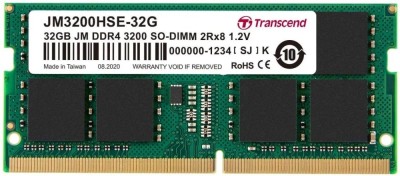 Memorie Ram Laptop Transcend 32GB, DDR4, 2Rx8, PC4-3200A, 3200Mhz, JM3200HSE-32G, PC4-21300, CL22, 1.2V, Non-ECC, sodimm, 260 pini foto