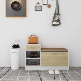 vidaXL Bancă pantofar alb/stejar sonoma 94,5x31x57 cm, lemn prelucrat 326746