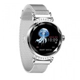 Smartwatch Fitness Sport Waterproof Argintiu Elegant pentru Dama H2 cu Monitorizare Somn si Cardiaca