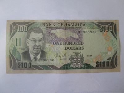 Jamaica 100 Dollars 1987 foto