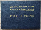 Permis de intrare Biblioteca Centrala de Stat a RPR, Emil Costoiu 1960
