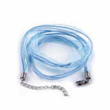 Baza colier organza cu snur cerat Kyrra, 43 cm, Bleu