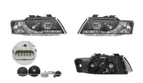 Set faruri Audi A4 (B6), 11.2000-11.2004, Cabrio, partea Stanga+Dreapta, Tuning, Fata, cu lumina de parcare LED; tip bec H1+H1; manual; negru, transp, Rapid