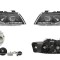 Set faruri Audi A4 (B6), 11.2000-11.2004, Cabrio, partea Stanga+Dreapta, Tuning, Fata, cu lumina de parcare LED; tip bec H1+H1; manual; negru, transp