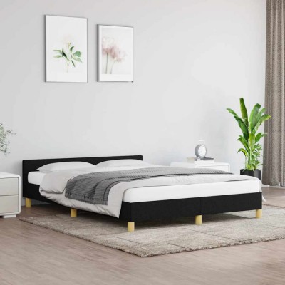 vidaXL Cadru de pat fără saltea, negru, 140x200 cm, textil foto
