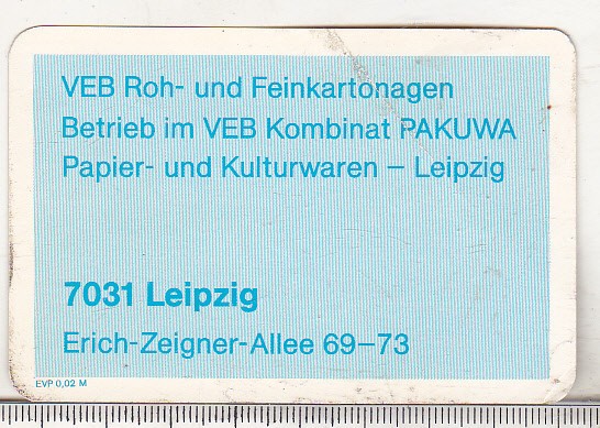 bnk cld Calendar de buzunar - 1990 - Germania - Leipzig