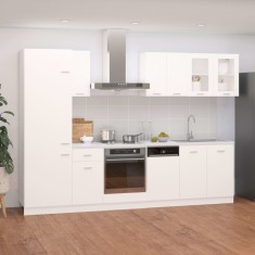 Set dulapuri de bucătărie, Lyon, 8 piese, alb, PAL foto