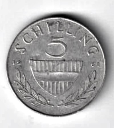 AUSTRIA 5 SCHILLING 1961 ARGINT STARE FB