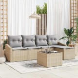 VidaXL Set de canapele pentru grădină 6 pcs Bej Rattan poli 3346690
