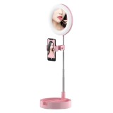 Oglinda cu Lampa Ring Light 64 led-uri si suport telefon, ideala pentru selfie, sesiuni live, machiajul perfect, stativ telescopic