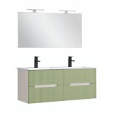 Cumpara ieftin Trent Mobilier de baie 120 cm lavoar ceramic cu oglindă 60x120 cm alb-verde deschis